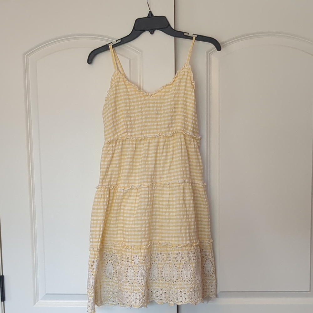 Jessica Simpson Yellow and White Tiered Sundress
